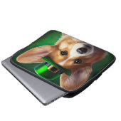 Corgi Dog in St. Patrick's Day Dress Laptopschutzhülle (Vorne Knopf)