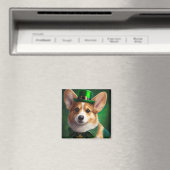 Corgi Dog in St. Patrick's Day Dress Magnet (In Situ (Geschirrspüler))