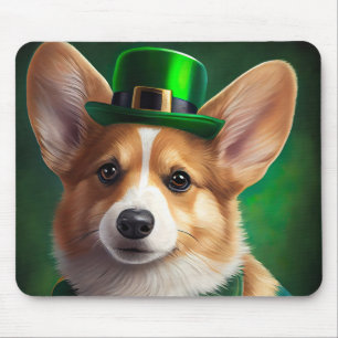 Corgi Dog in St. Patrick's Day Dress Mousepad