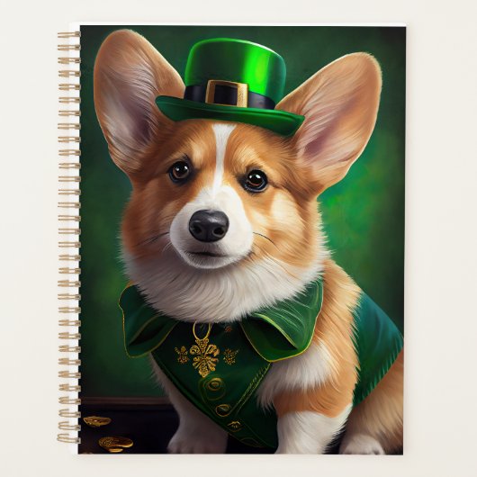 Corgi Dog in St. Patrick's Day Dress Planer (Vorderseite)