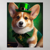 Corgi Dog in St. Patrick's Day Dress Poster (Vorne)