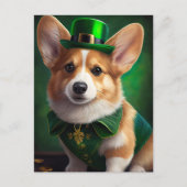 Corgi Dog in St. Patrick's Day Dress Postkarte (Vorderseite)