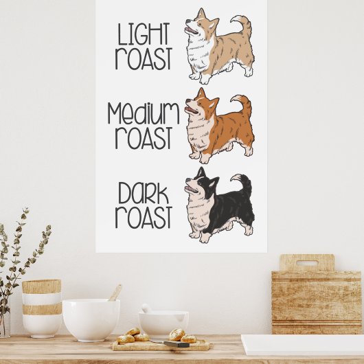 Corgi Dog & Kaffee Poster (Küche)