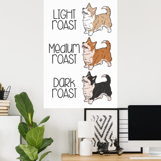 Corgi Dog & Kaffee Poster (Heimbüro)