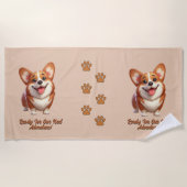 Corgi Dog kann Text ändern Strandtuch (Vorderseite)