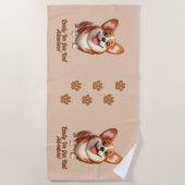 Corgi Dog kann Text ändern Strandtuch (Vorderseite)