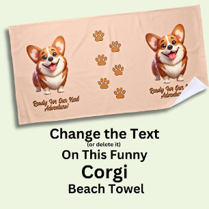 Corgi Dog kann Text ändern Strandtuch