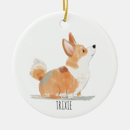 Corgi Dog Keramik Ornament (Vorne)