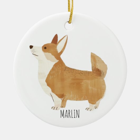 Corgi Dog Keramik Ornament (Vorne)