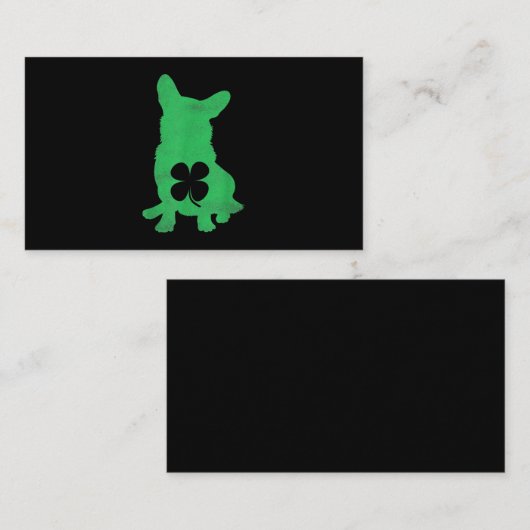 Corgi Dog Kleeblatt Irish St. Patricks Day Visitenkarte (Vorne/Hinten)