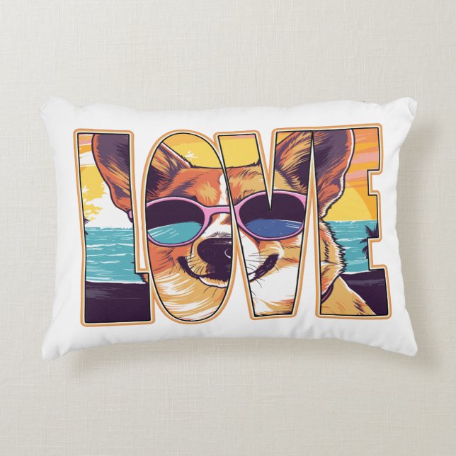 Corgi Dog Liebe Dekokissen (Vorderseite)