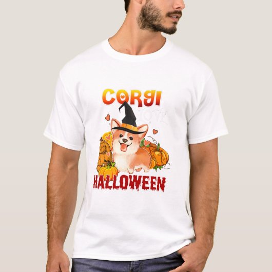 Corgi Dog Liebe Hexch Pumpkin T-Shirt (Vorderseite)