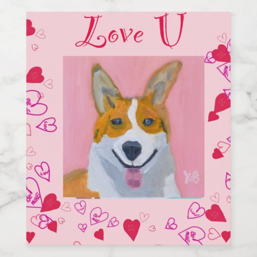 Corgi Dog Liebe U Weinetikett (Einzelnes Label)