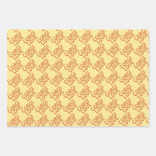 Corgi Dog Liebe Wrapping Paper Set 3 Geschenkpapier Set (Vorderseite 2)