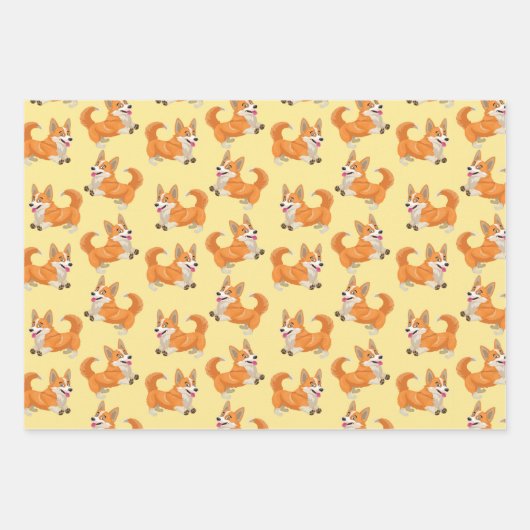 Corgi Dog Liebe Wrapping Paper Set 3 Geschenkpapier Set (Vorderseite)