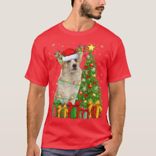 Corgi Dog Lighting Xmas Tree Weihnachtsmannmütze C T-Shirt