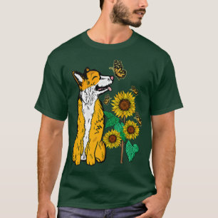 Corgi Dog Lover Women Sunflower Niedlich Dog Corgi T-Shirt