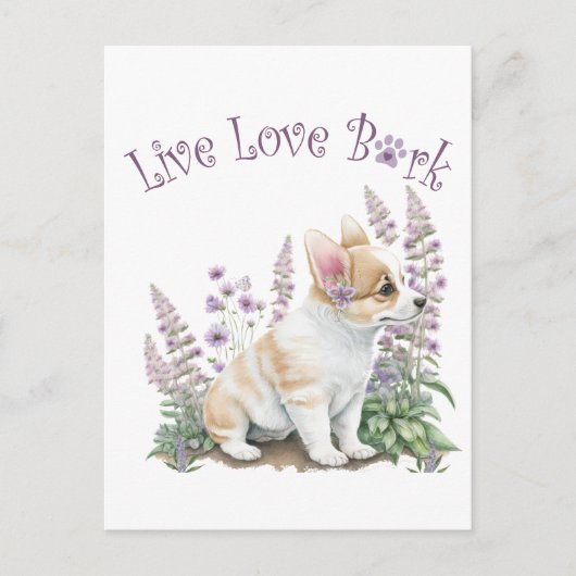 Corgi Dog Mama Floral Postkarte (Vorderseite)