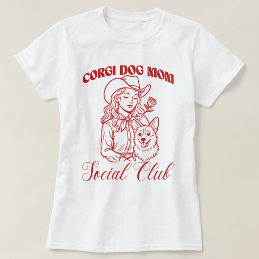 Corgi Dog Mama Soziales Club T-Shirt (Design vorne)