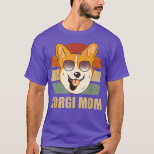 Corgi Dog Mama Vintag Retro Sunset Niedlich Design T-Shirt