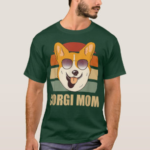 Corgi Dog Mama Vintag Retro Sunset Niedlich Design T-Shirt