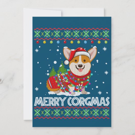 Corgi Dog Merry Corgmas Santa Corgi Ugly Christmas Einladung (Vorderseite)