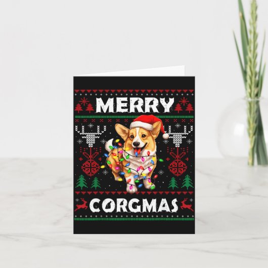 Corgi Dog Merry Corgmas Santa Corgi Ugly Christmas Karte (Vorderseite)
