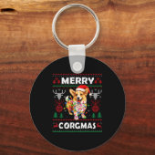 Corgi Dog Merry Corgmas Santa Corgi Ugly Christmas Schlüsselanhänger (Vorderseite)