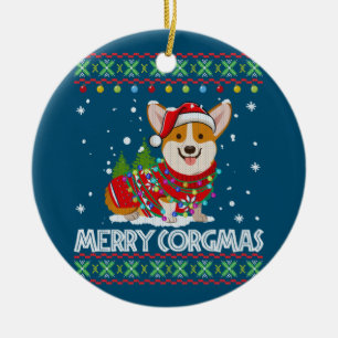 Corgi Dog Merry Corgmas Santa Corgi Ugly Weihnacht Keramik Ornament