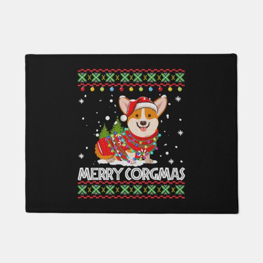 Corgi Dog Merry Corgmas Santa Fußmatte (Vorderseite)