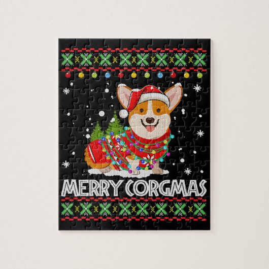 Corgi Dog Merry Corgmas Santa Puzzle (Vertikal)