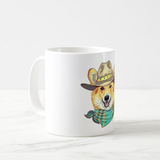 Corgi Dog mit Cowboy-Hut Kaffeetasse (Vorderseite Links)