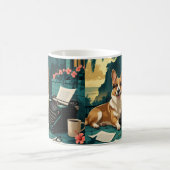 Corgi Dog mit glänzendem Fell und einem Gentleman Kaffeetasse (Mittel)