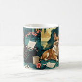 Corgi Dog mit glänzendem Fell und einem Gentleman Kaffeetasse (Mittel)