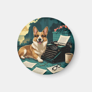 Corgi Dog mit glänzendem Fell und einem Gentleman Magnet