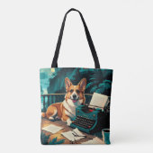 Corgi Dog mit glänzendem Fell und einem Gentleman Tasche (Rückseite)