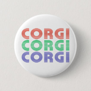 Corgi Dog Moderner farbiger Text Button