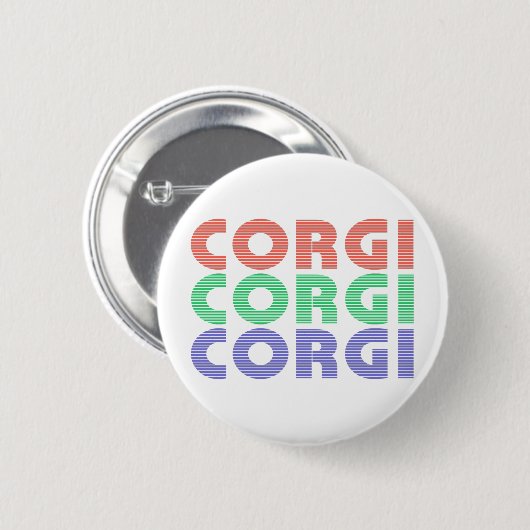 Corgi Dog Moderner farbiger Text Button (Vorne & Hinten)