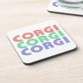 Corgi Dog Moderner farbiger Text Getränkeuntersetzer (Linke Seite)