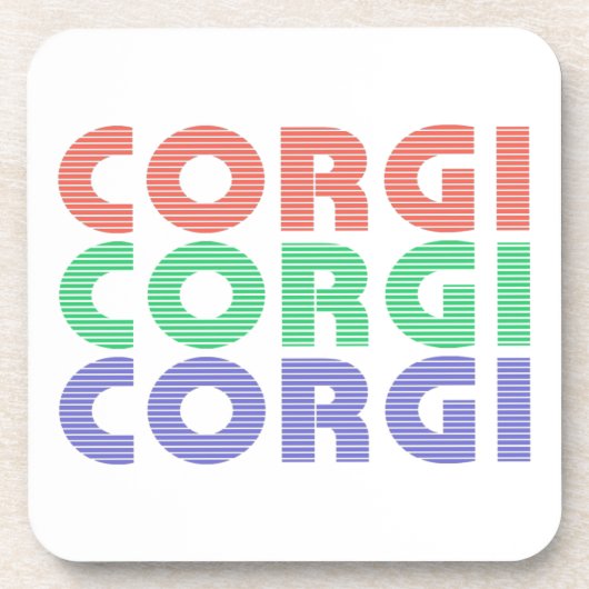 Corgi Dog Moderner farbiger Text Getränkeuntersetzer (Vorderseite)