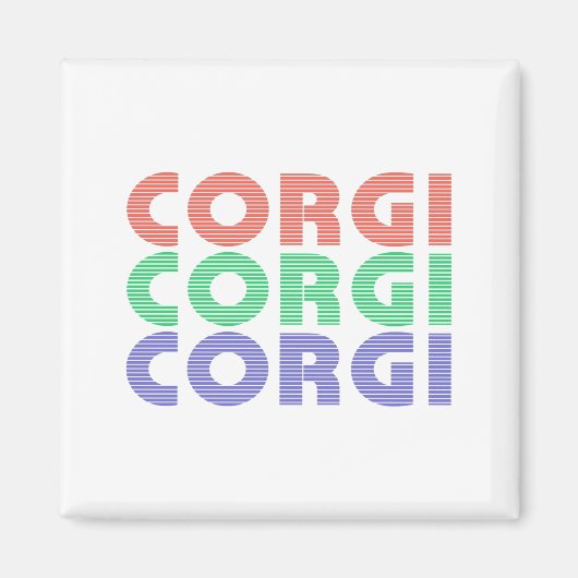 Corgi Dog Moderner farbiger Text Magnet (Vorne)