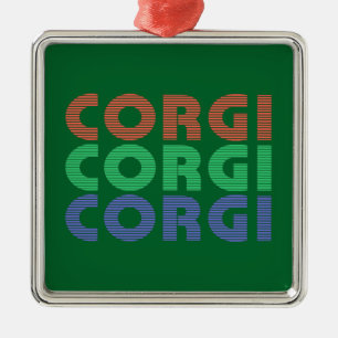 Corgi Dog Moderner farbiger Text Ornament Aus Metall