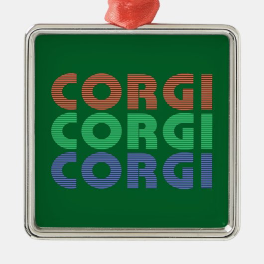 Corgi Dog Moderner farbiger Text Ornament Aus Metall (Vorne)