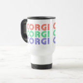 Corgi Dog Moderner farbiger Text Reisebecher (Vorderseite Links)