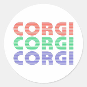 Corgi Dog Moderner farbiger Text Runder Aufkleber
