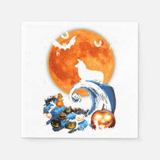 Corgi Dog Moon Pumpkin Halloween-Kostüm Serviette