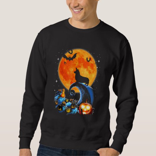 Corgi Dog Moon Pumpkin Halloween-Kostüm Sweatshirt (Vorderseite)