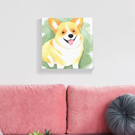 Corgi Dog | Niedliche Hundefresse Leinwanddruck (Insitu (Wohnzimmer))