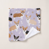 Corgi Dog Paws and Bones Badetuch Set (Waschlappen)