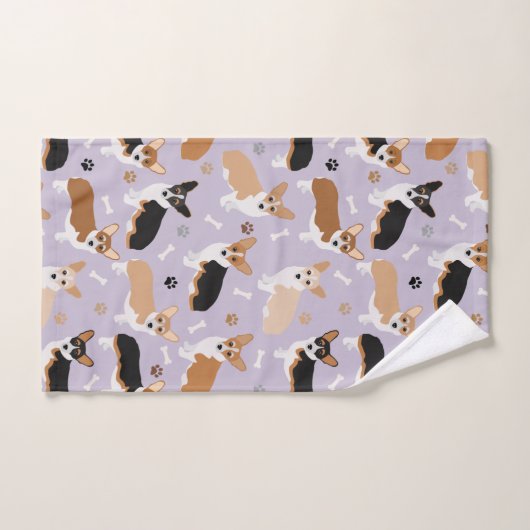 Corgi Dog Paws and Bones Badetuch Set (Handtuch)